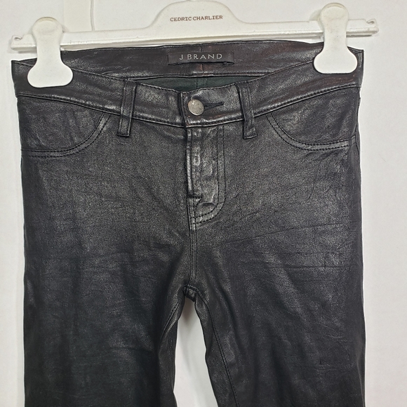 J Brand lambskin skinny pants with ankle zip - Picture 4 of 11